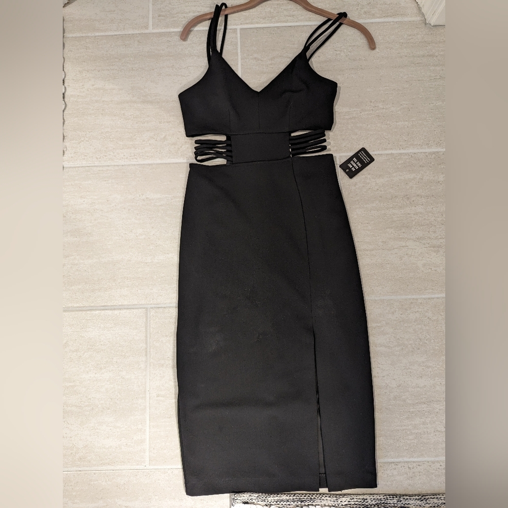 Black Express Dress with Side Slid Strap Dress